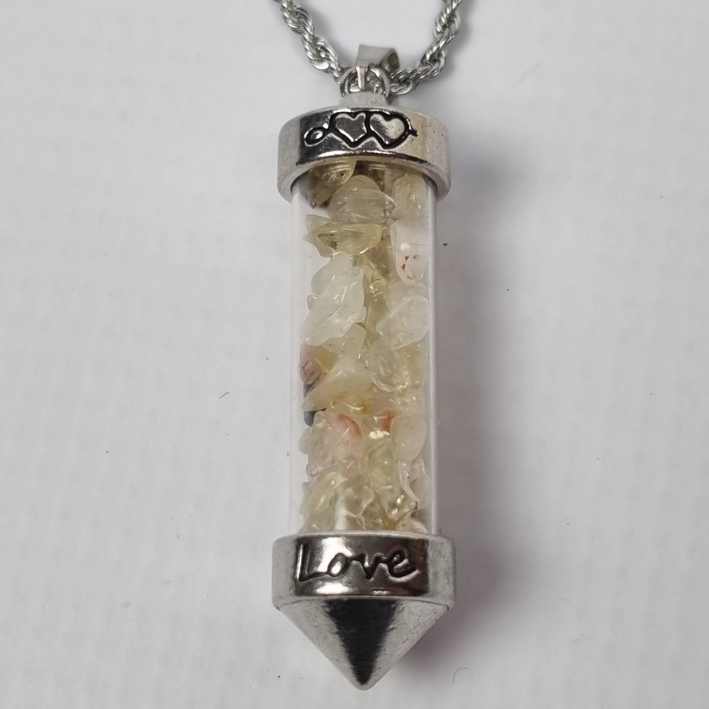 Encased Citrine Stainless Steel Necklace