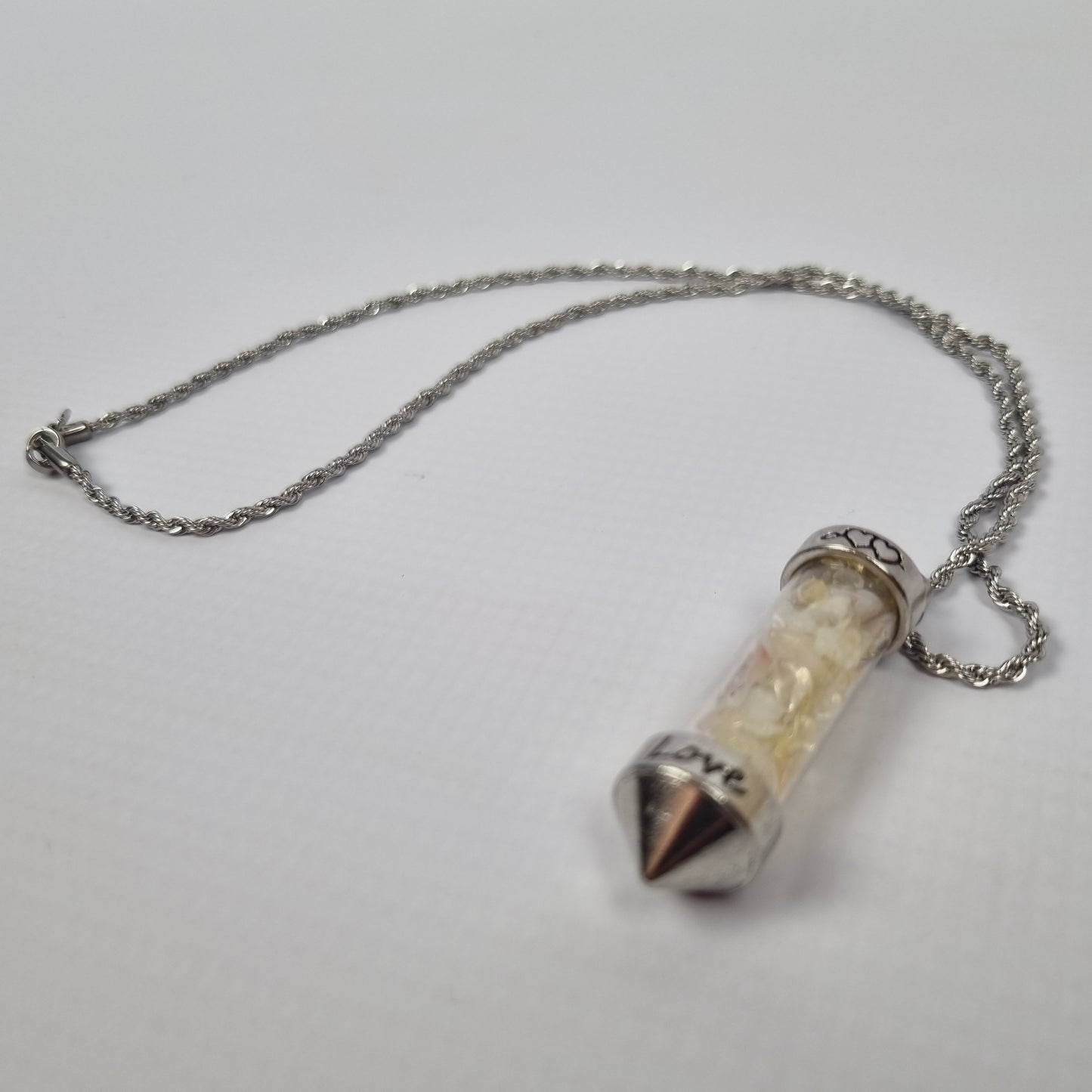 Encased Citrine Stainless Steel Necklace