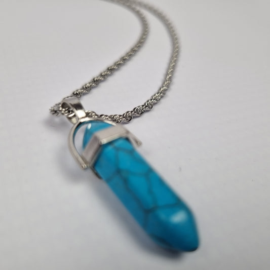 Small Turquoise Pendant Stainless Steel Necklace