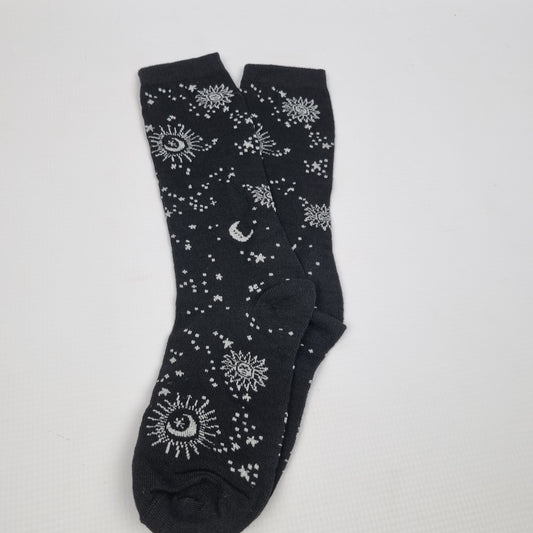 Black Starry Night Sky Crew Socks