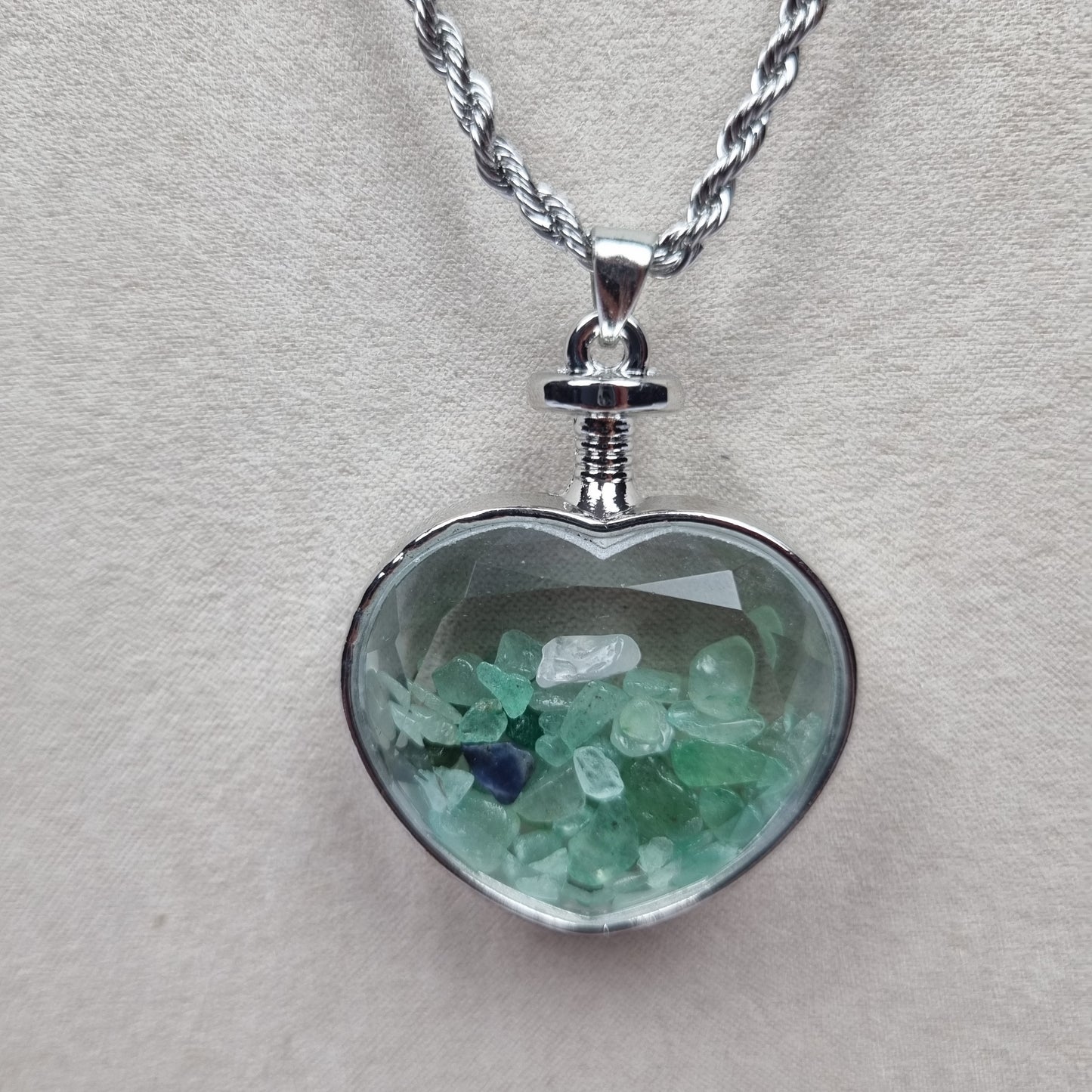 Aventurine Heart-Shaped Encased Pendant Necklace