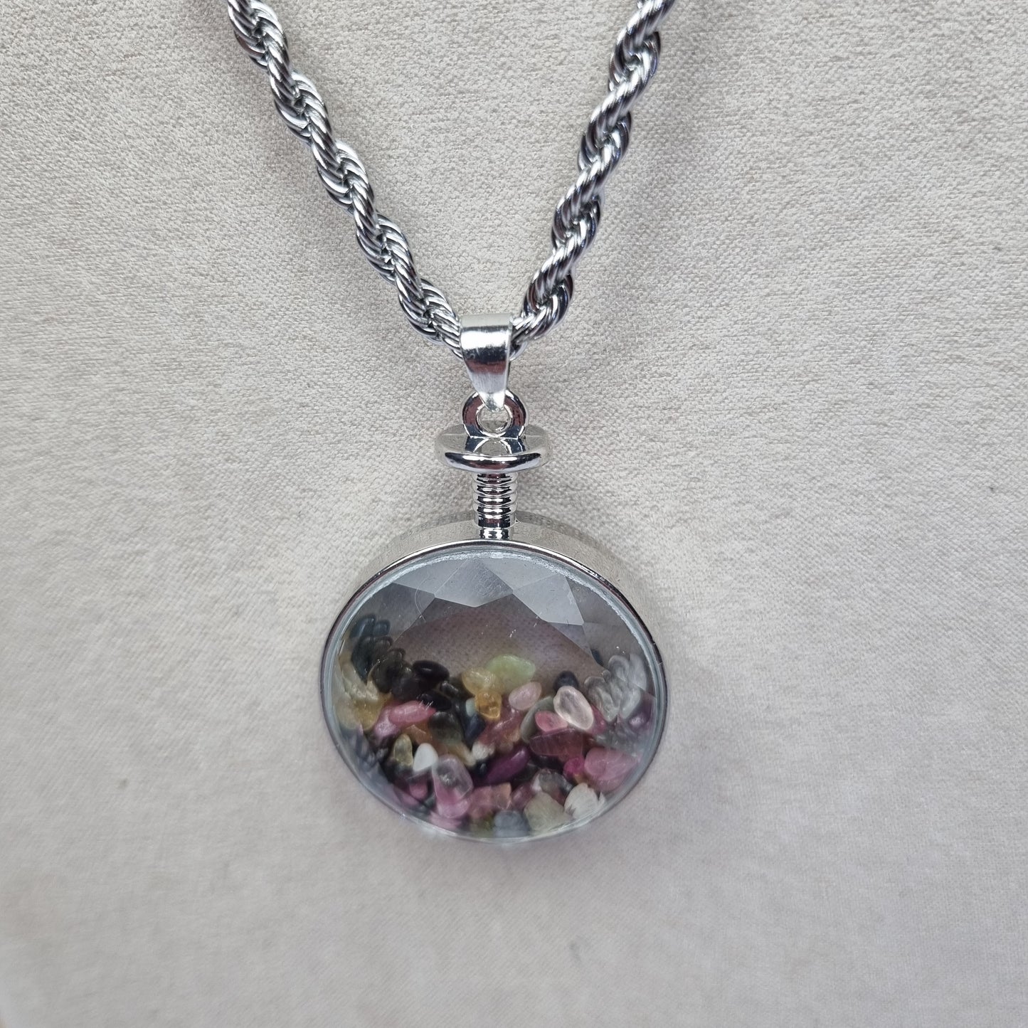 Fluorite Encased Pendant Necklace