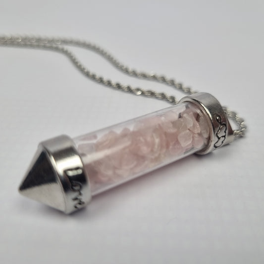 Encased Rose Quartz Pendant Necklace