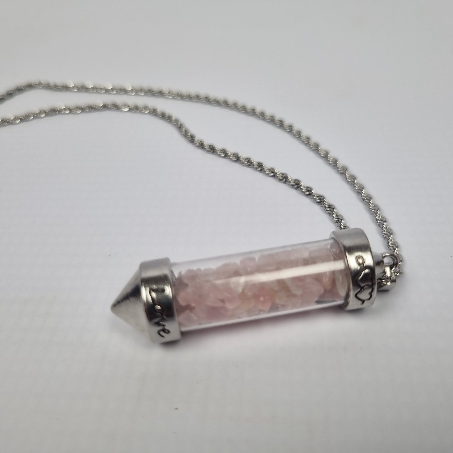 Encased Rose Quartz Pendant Necklace