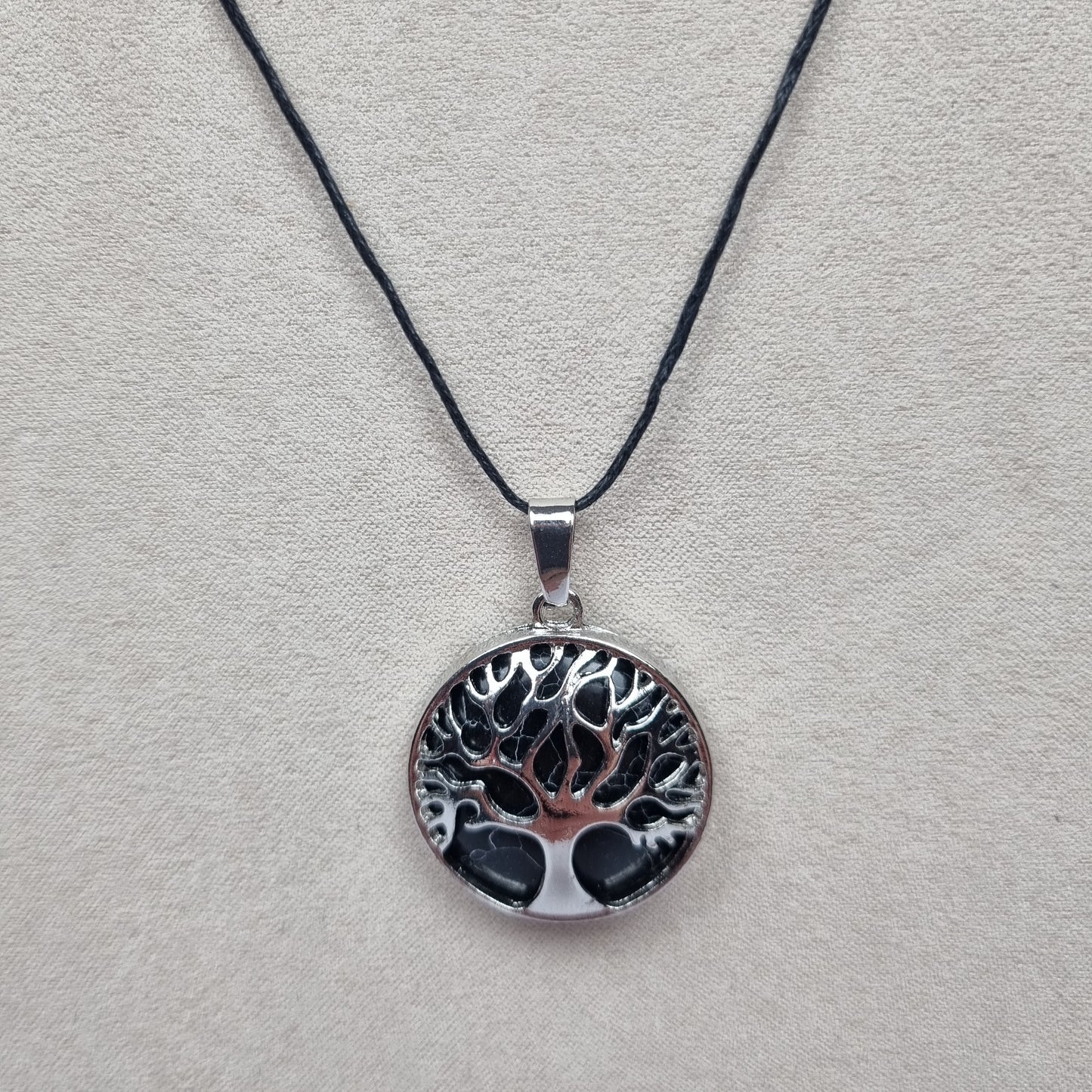 Obsidian Tree of Life Pendant Necklace