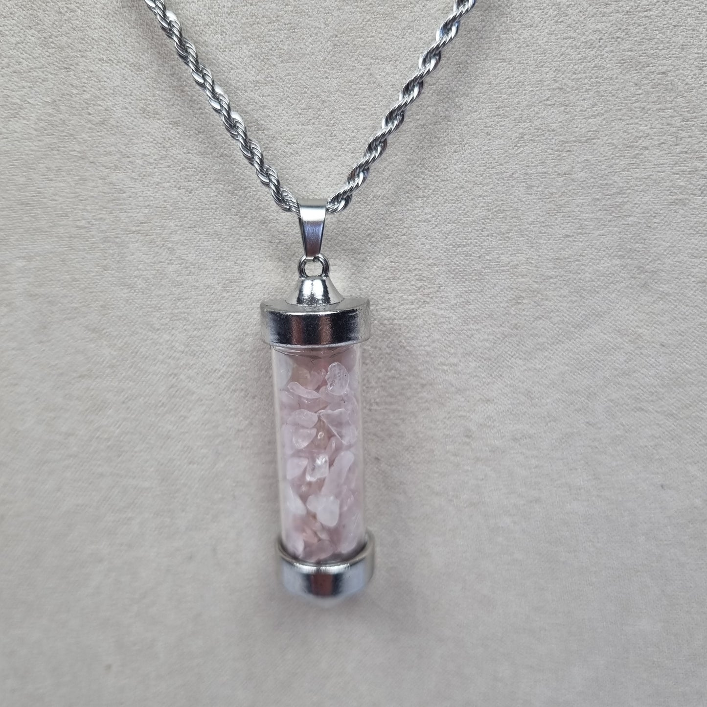 Encased Rose Quartz Pendant Necklace