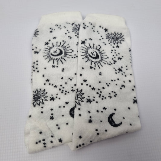 Starry Night Sky Crew Socks -  white