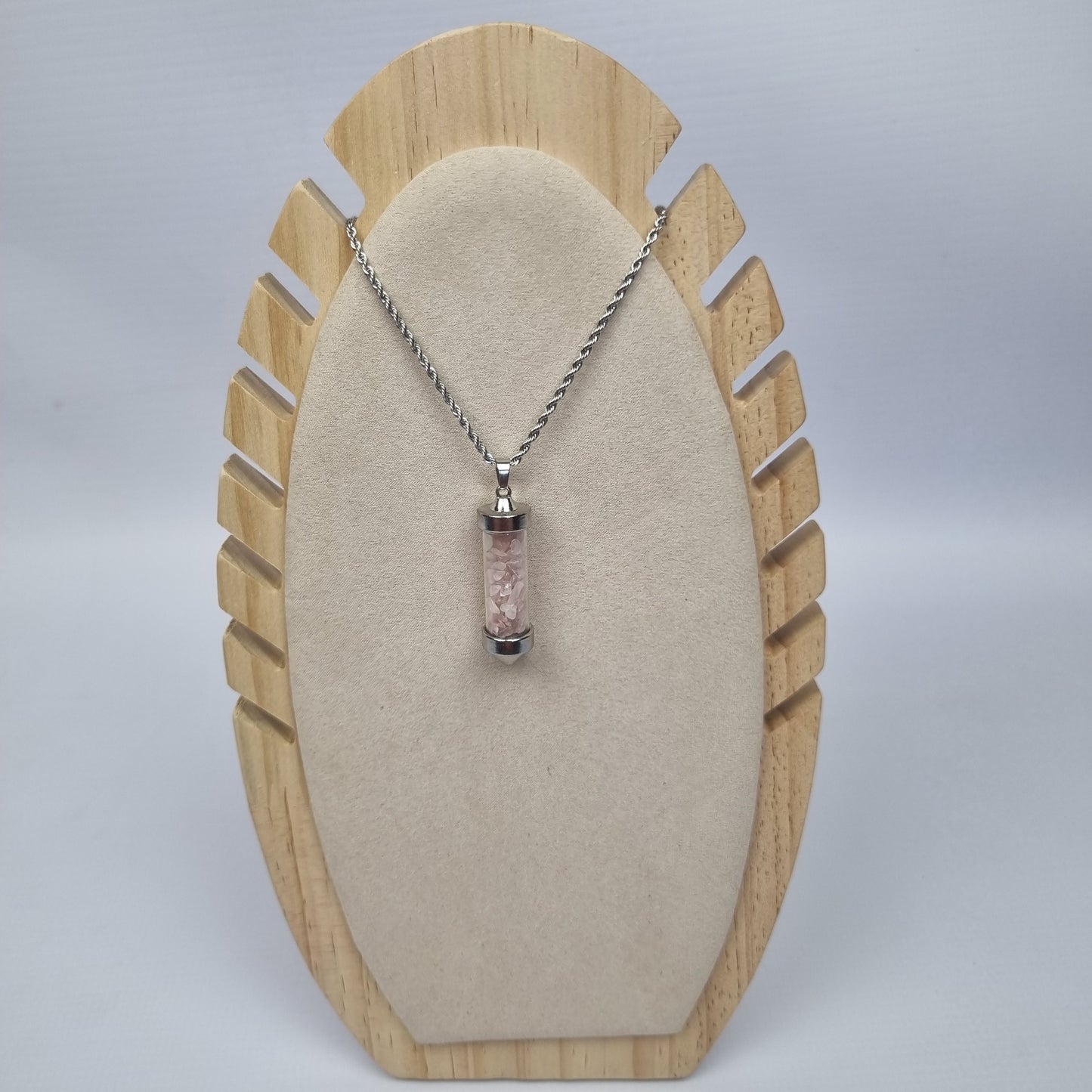 Encased Rose Quartz Pendant Necklace